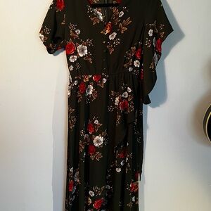 Floral Forest Green Dress